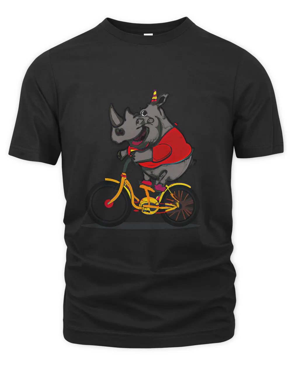 Funny rhinoceros riding bicycle motif 2rhino horns 21