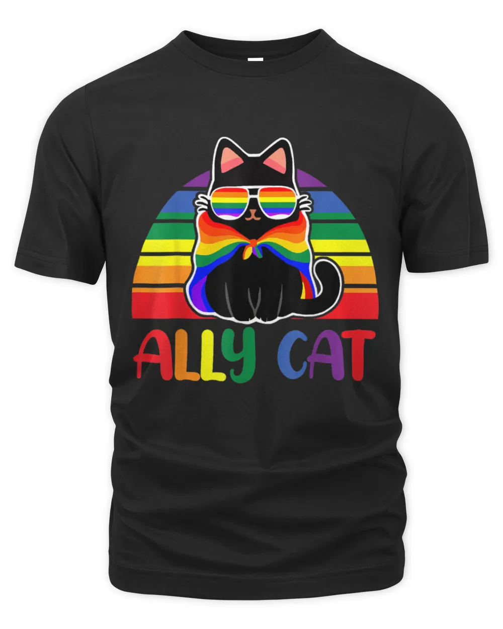 LGBT Ally Cat Be Kind Gay Rainbow Unisex Premium T-Shirt black s
