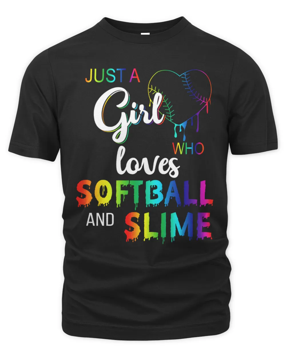 Just A Gir Loves Softball And Slime T-shirts Unisex Premium T-Shirt black s