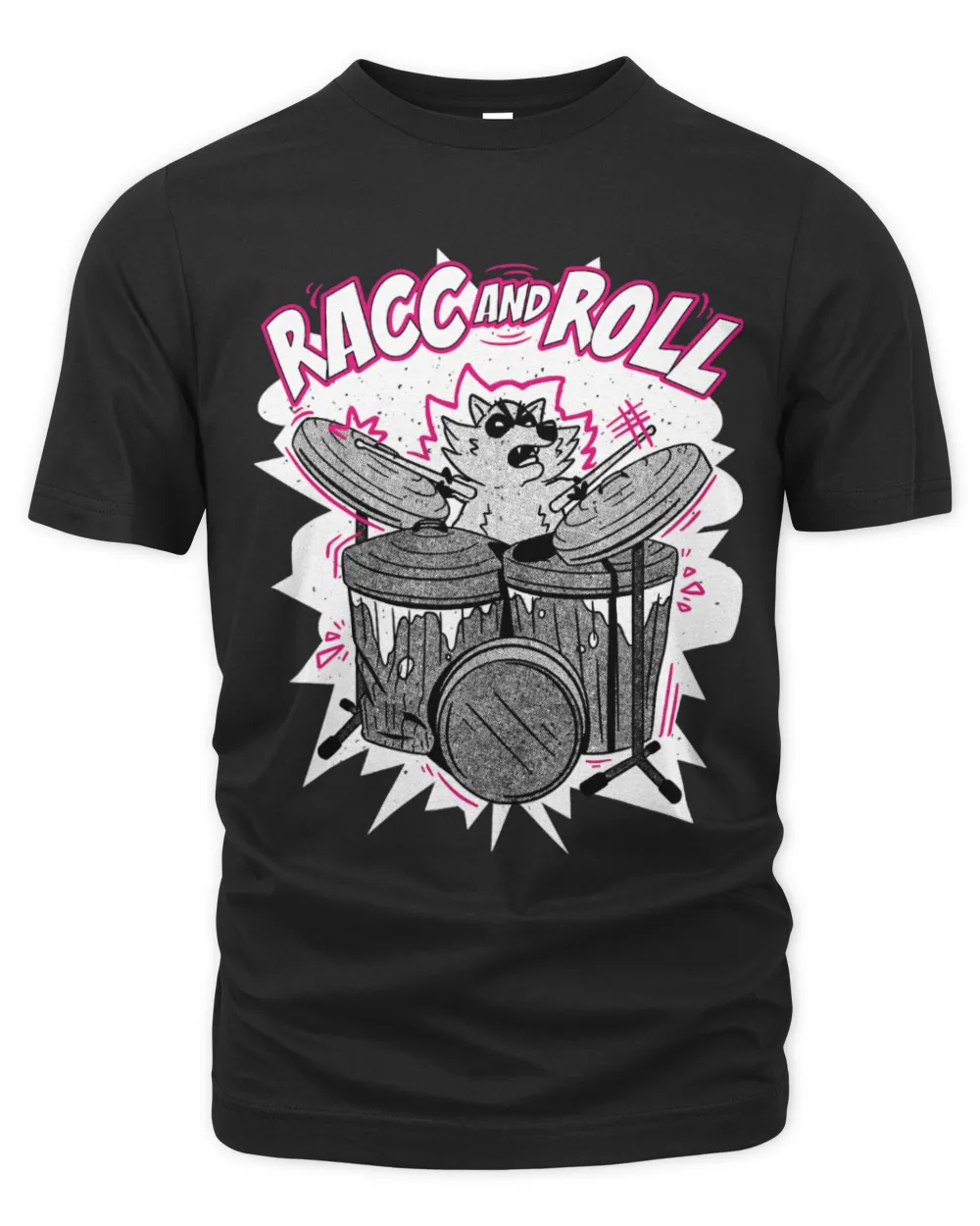 Funny Drummer Raccoons Racc and Roll Raccoon plays Unisex Premium T-Shirt black s
