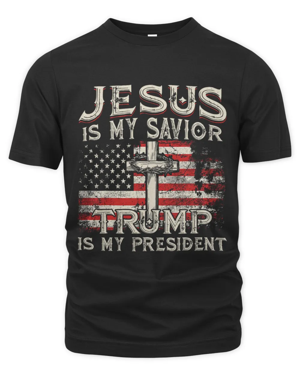 SH274 Jesus Is My Savior Trump Is My President American Flag T-Shirt Unisex Premium T-Shirt black s