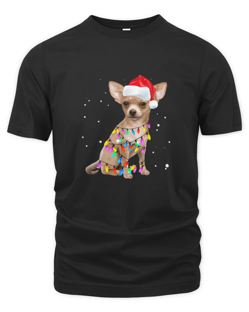 Christmas Lights Chihuahua with Santa Hat Pajamas Unisex Premium T-Shirt black s