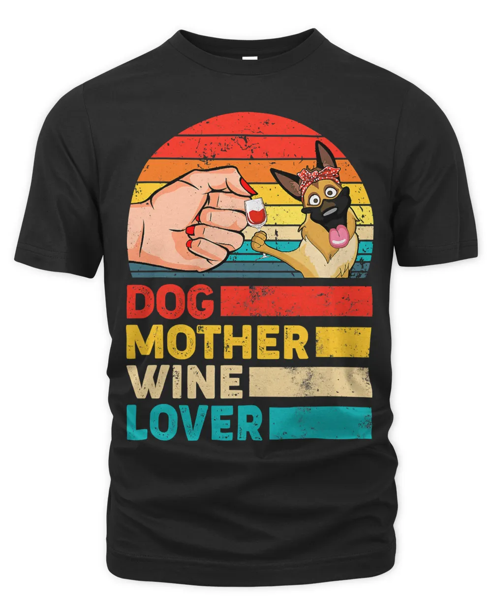 Retro Dog Mother Wine Lover German Shepherd Dog Mothers Day