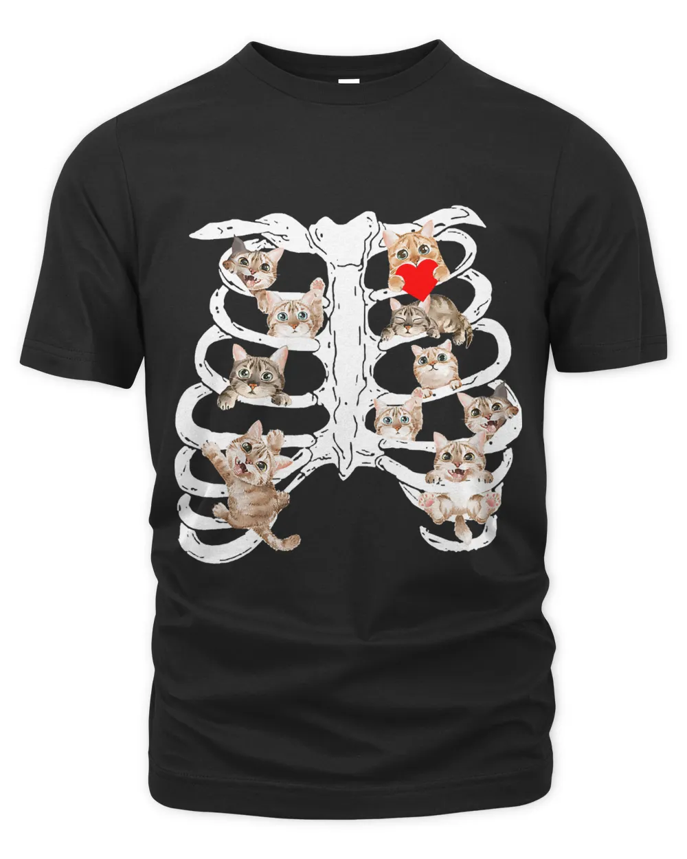 Halloween Cat Lover heart Skeleton