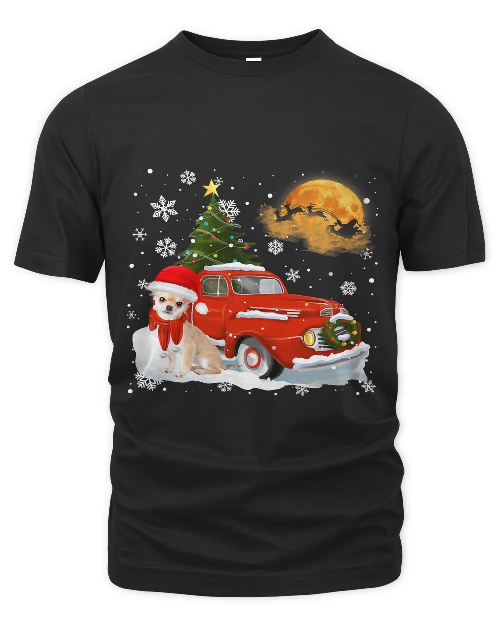 Chihuahua Vintage Wagon Red Truck Christmas Tree Pajamas102