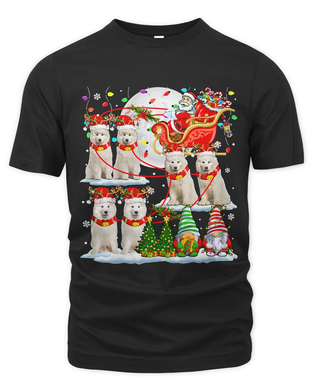 Santa Sleigh Reindeer Samoyeds Xmas Costume Family Kids 19