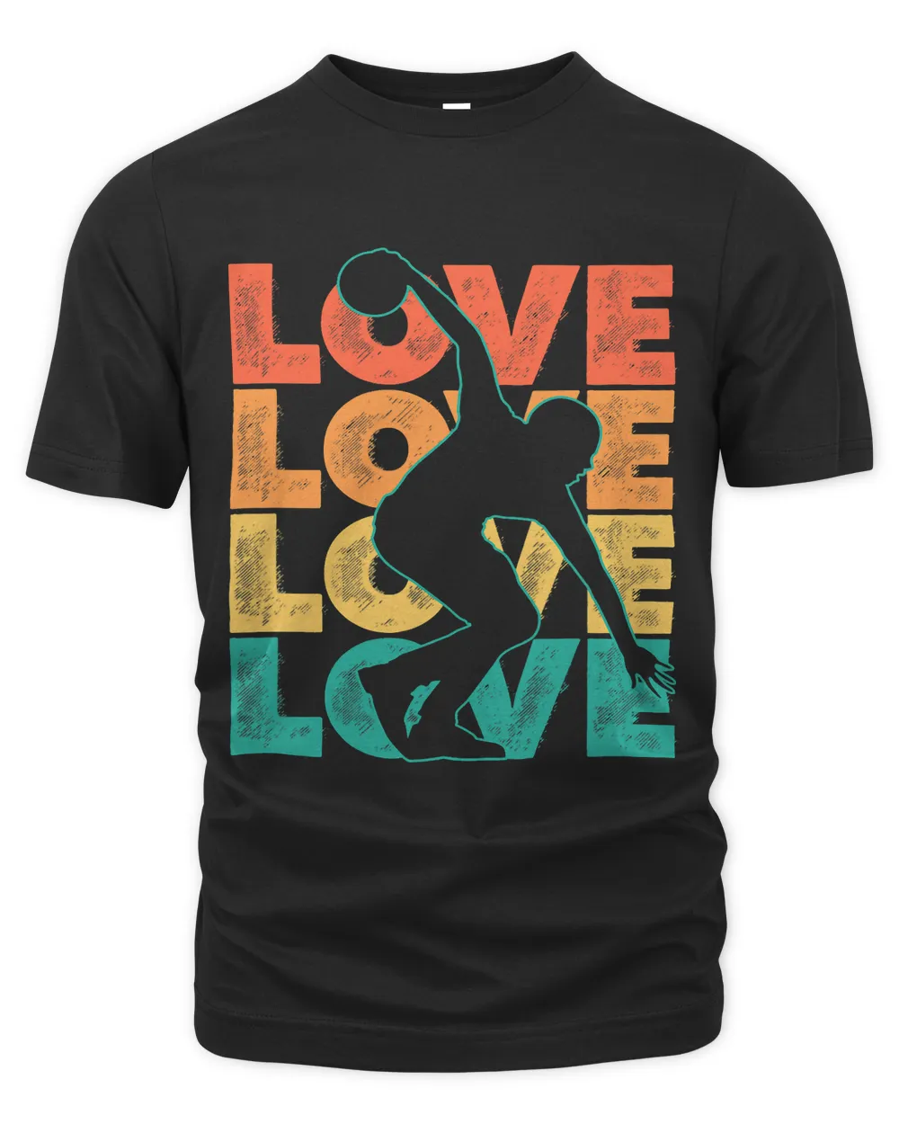 Retro Bowling Love Word Theme Graphic Design Bowler