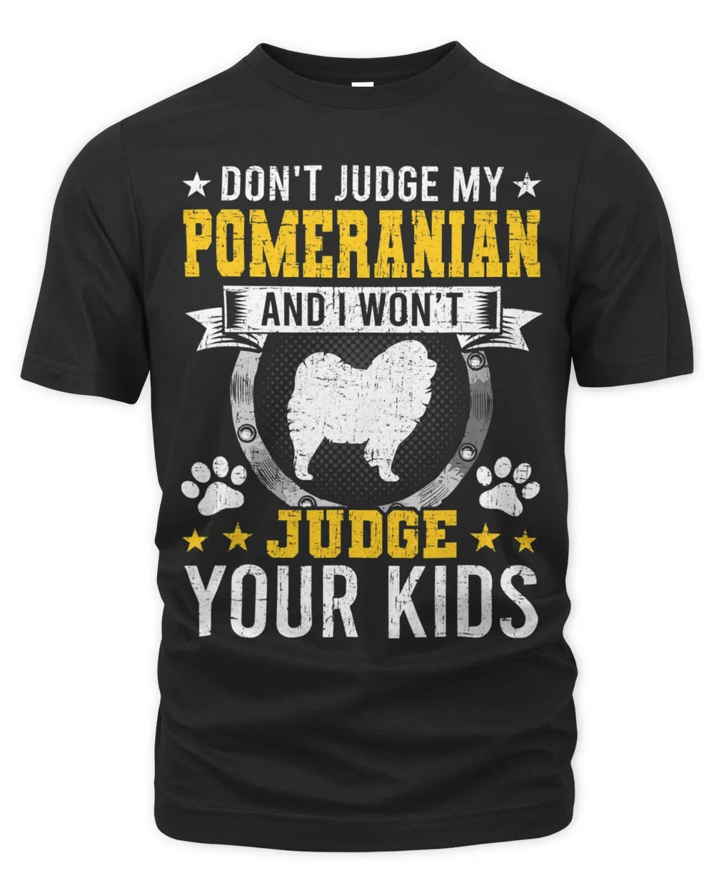 Dont Judge My Pomeranian Dog Owner Unisex Premium T-Shirt black s