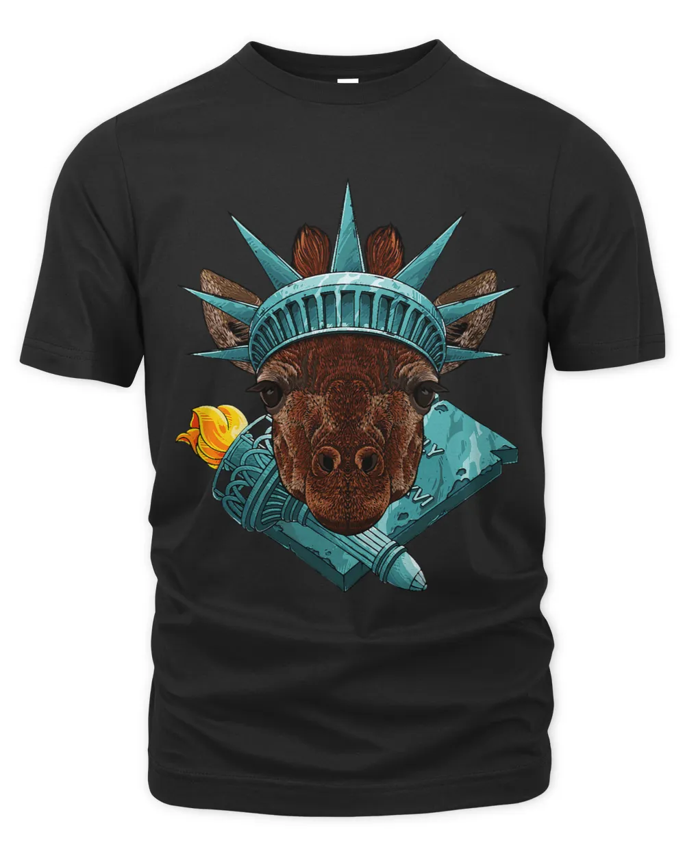 Statue Of Liberty Giraffe 4th Of July Animal USA America