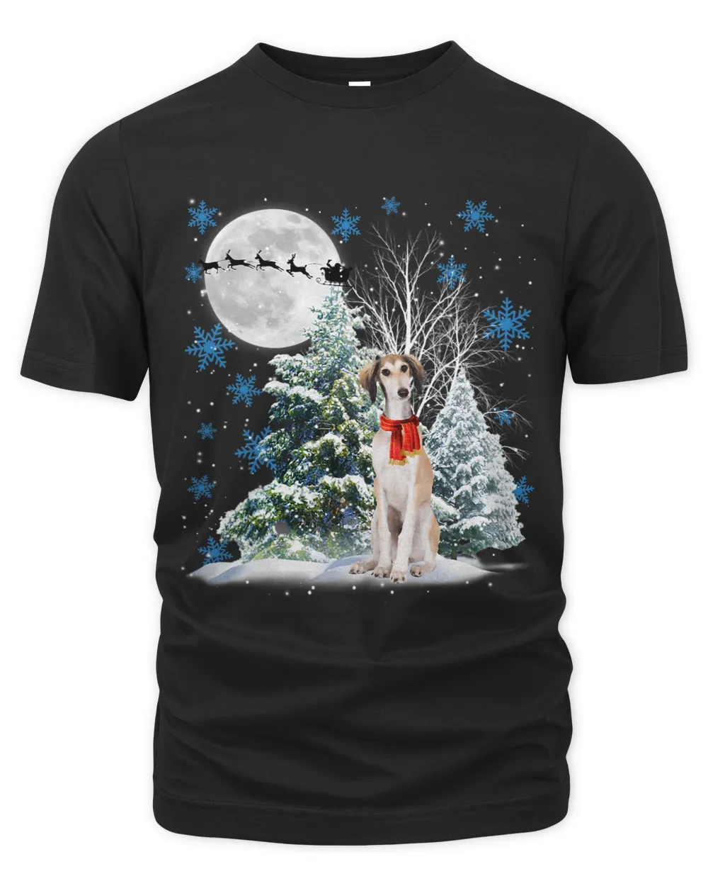 Saluki Under Moonlight Snow Christmas Pajama 107