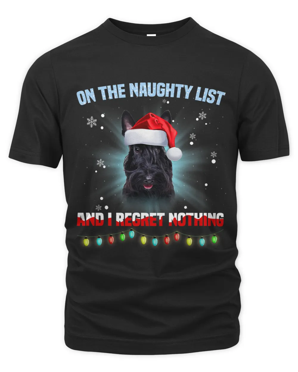 On The Naughty List And Scottish Terrier Santa Hat Christmas