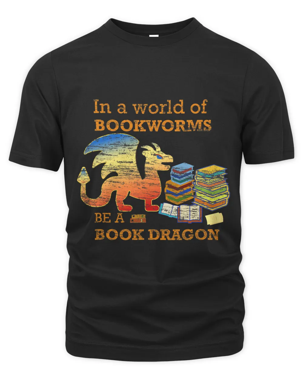 In a World of Bookworms Be a Book Dragon Funny Retro Graphic