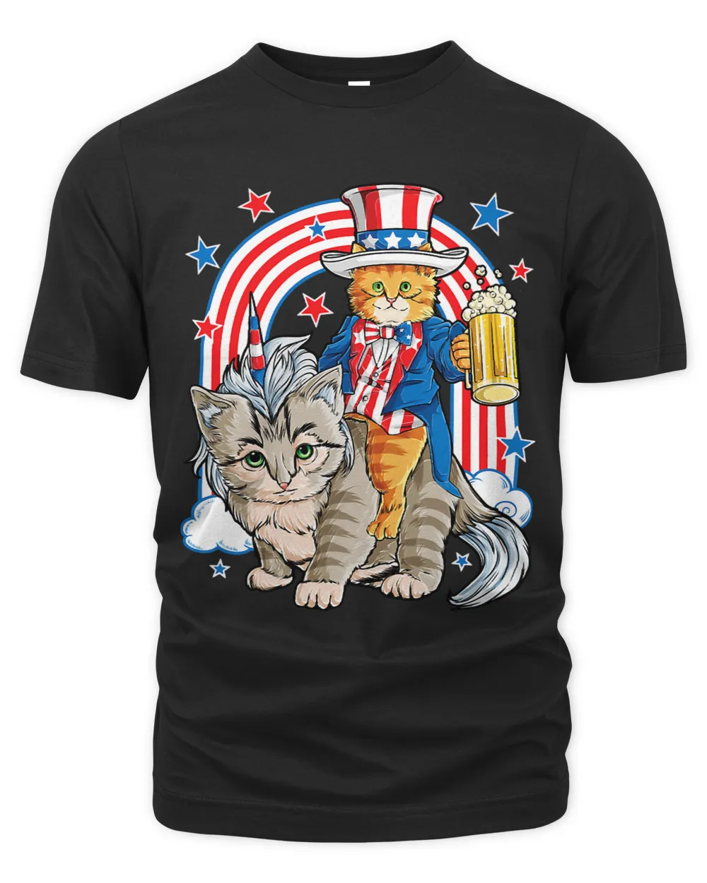 Patriotic Cat 4th of July Caticorn Unicorn Meowica Women Men 132