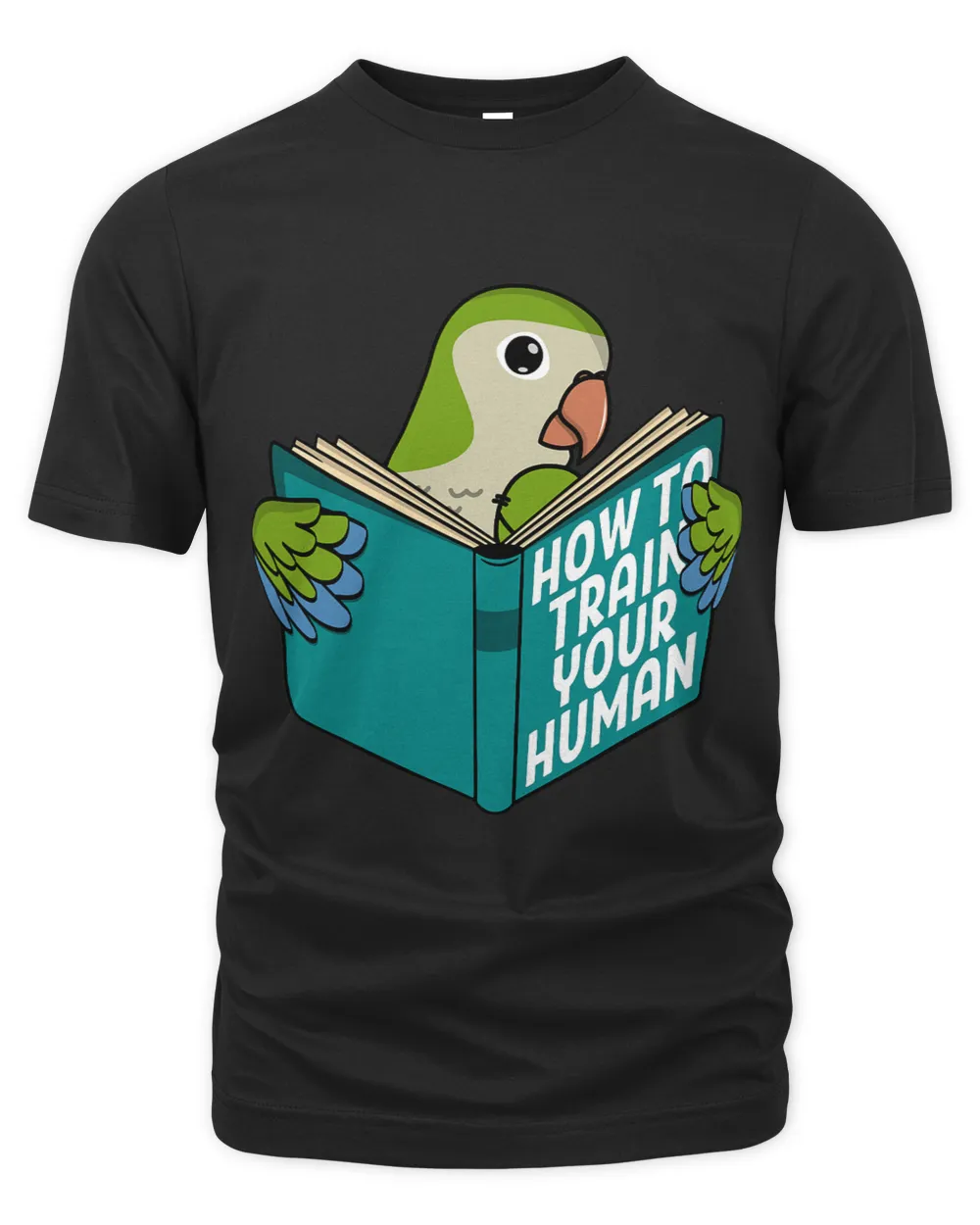 Train Your Human I Book Parrot I Green Monk Parakeet Quaker
