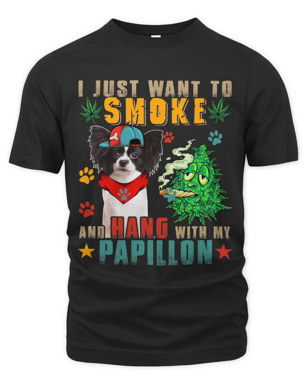 Vintage Smoke And Hang With My Papillon Funny Smoker Weed