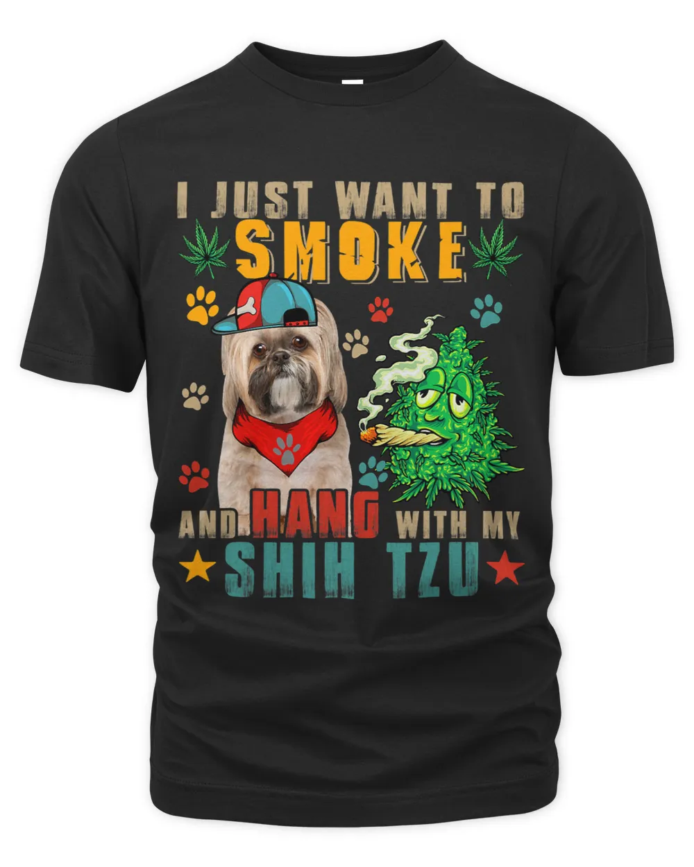 Vintage Smoke And Hang With My Shih Tzu Funny Smoker Weed