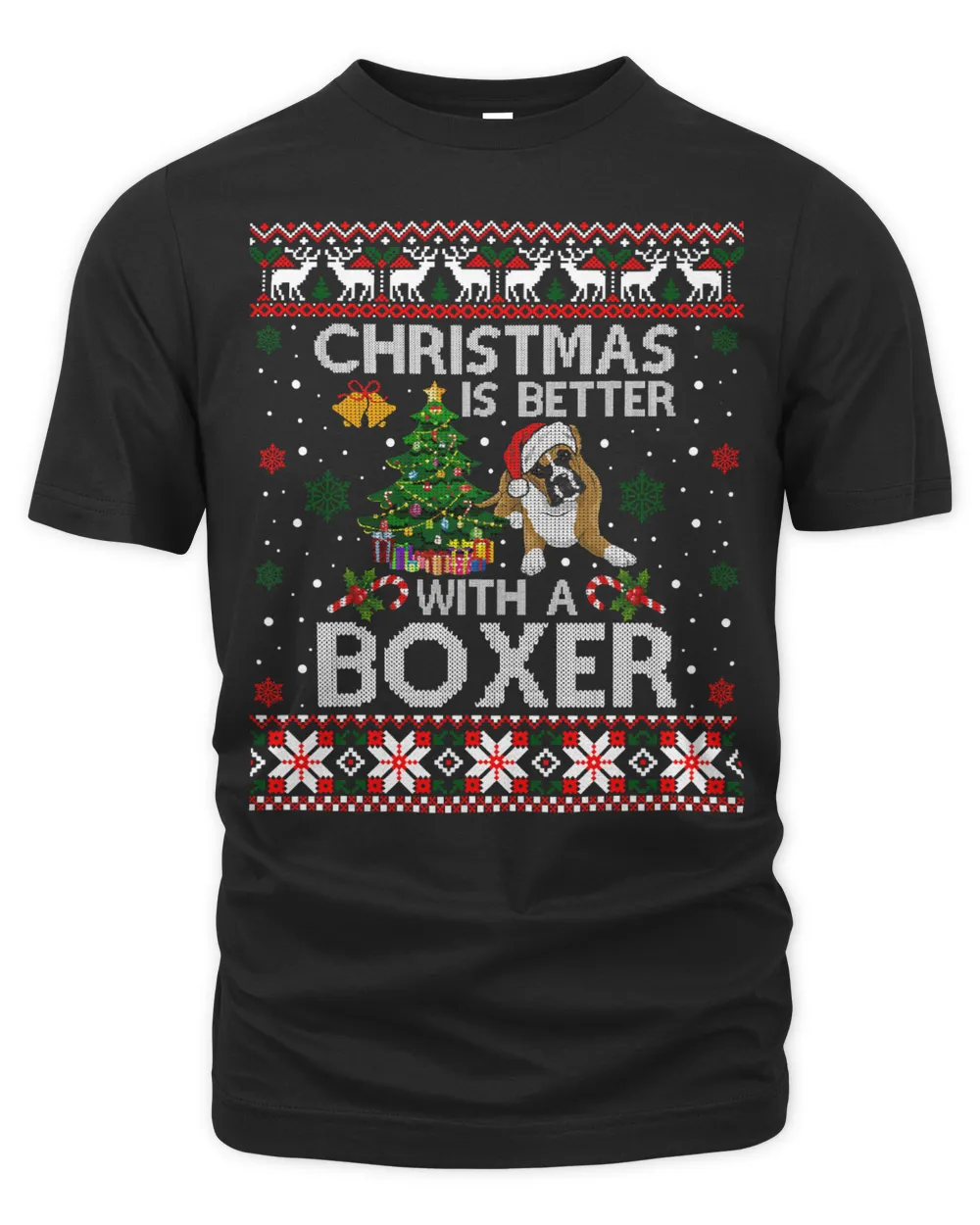Boxer Christmas Is Better With A Boxer Lover Santa Hat Light Ugly 291 Boxers Dog