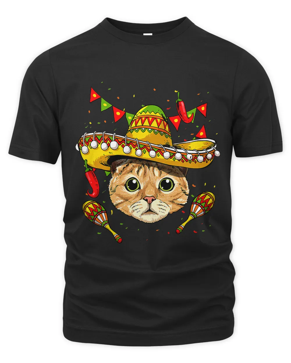 Cat Face Sombrero Happy Cinco De Mayo Maraca Peppers Outfit