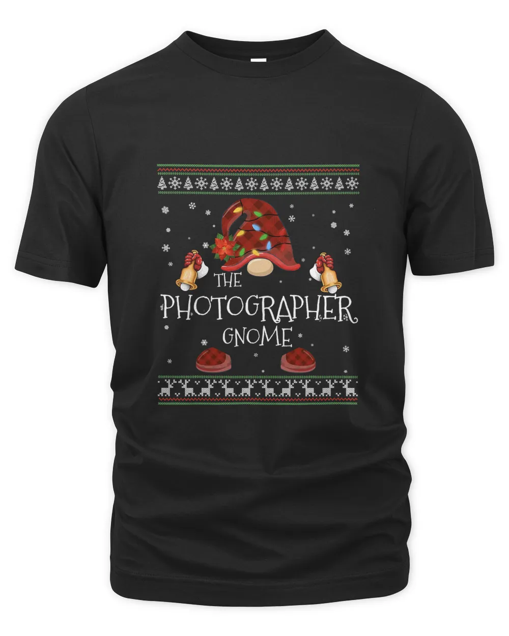 mb Photographer Gnome Buffalo Plaid Christmas Light Ugly Sty T-Shirt