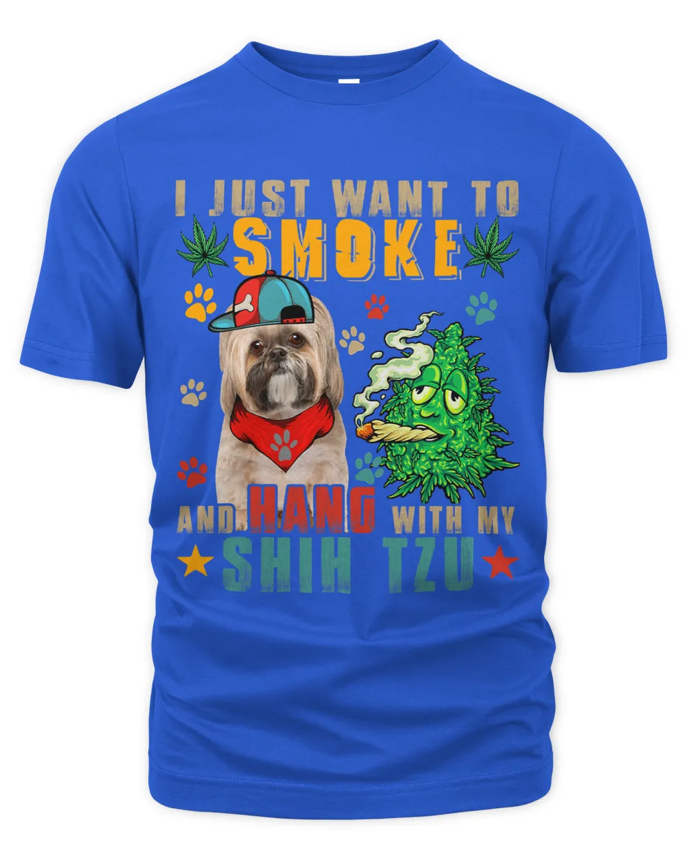 Vintage Smoke And Hang With My Shih Tzu Funny Smoker Weed