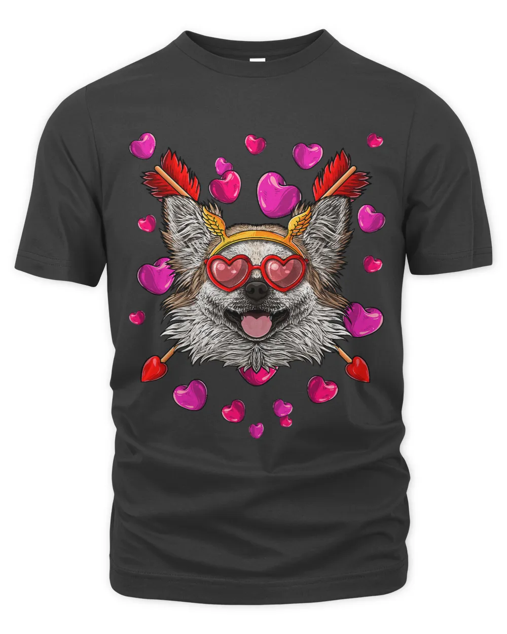 Chihuahua Valentines Day Dog Face Heart Glasses Love Arrows