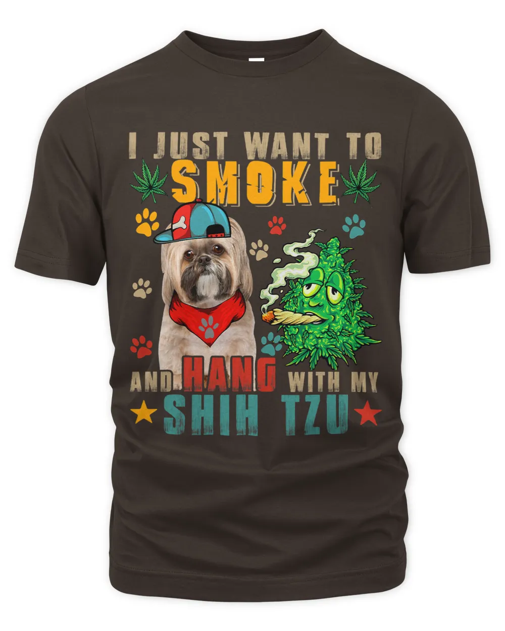 Vintage Smoke And Hang With My Shih Tzu Funny Smoker Weed