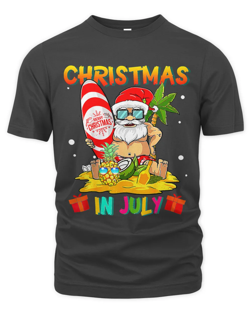 Christmas in July Funny Surfing Santa Summer Beach Vacation