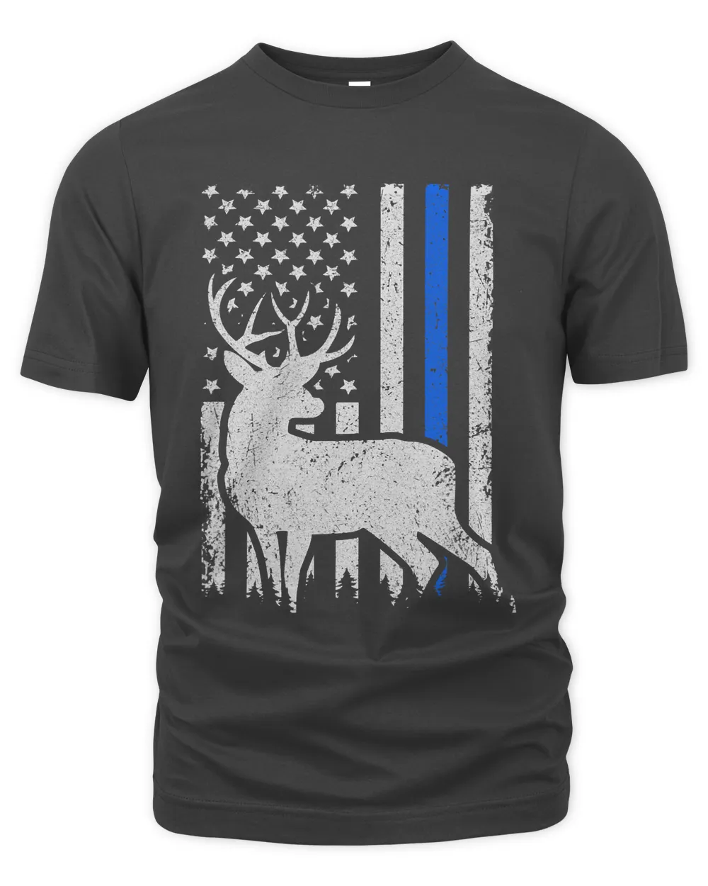 Patriotic Law Enforcement Blue Line Flag Deer Hunting