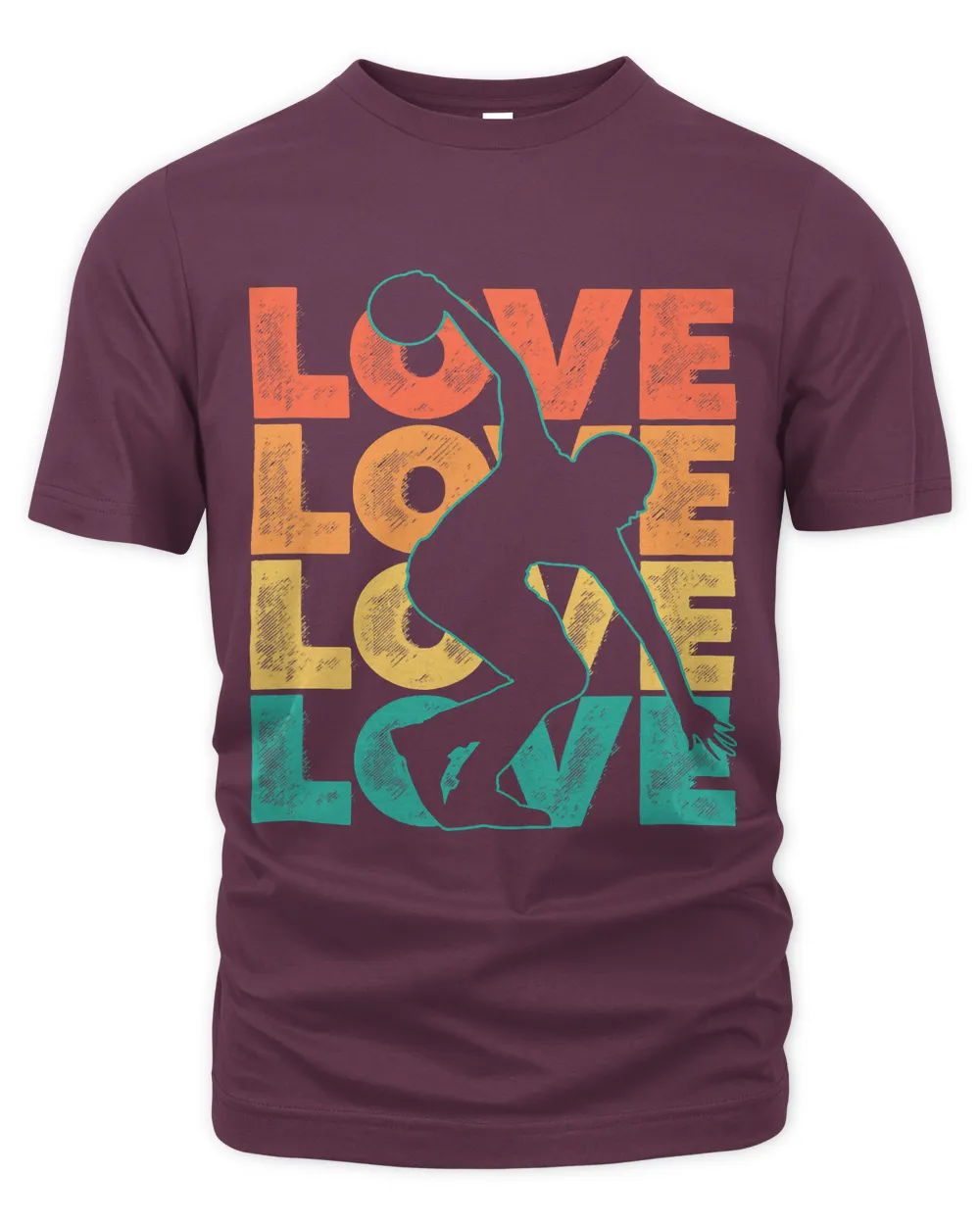 Retro Bowling Love Word Theme Graphic Design Bowler