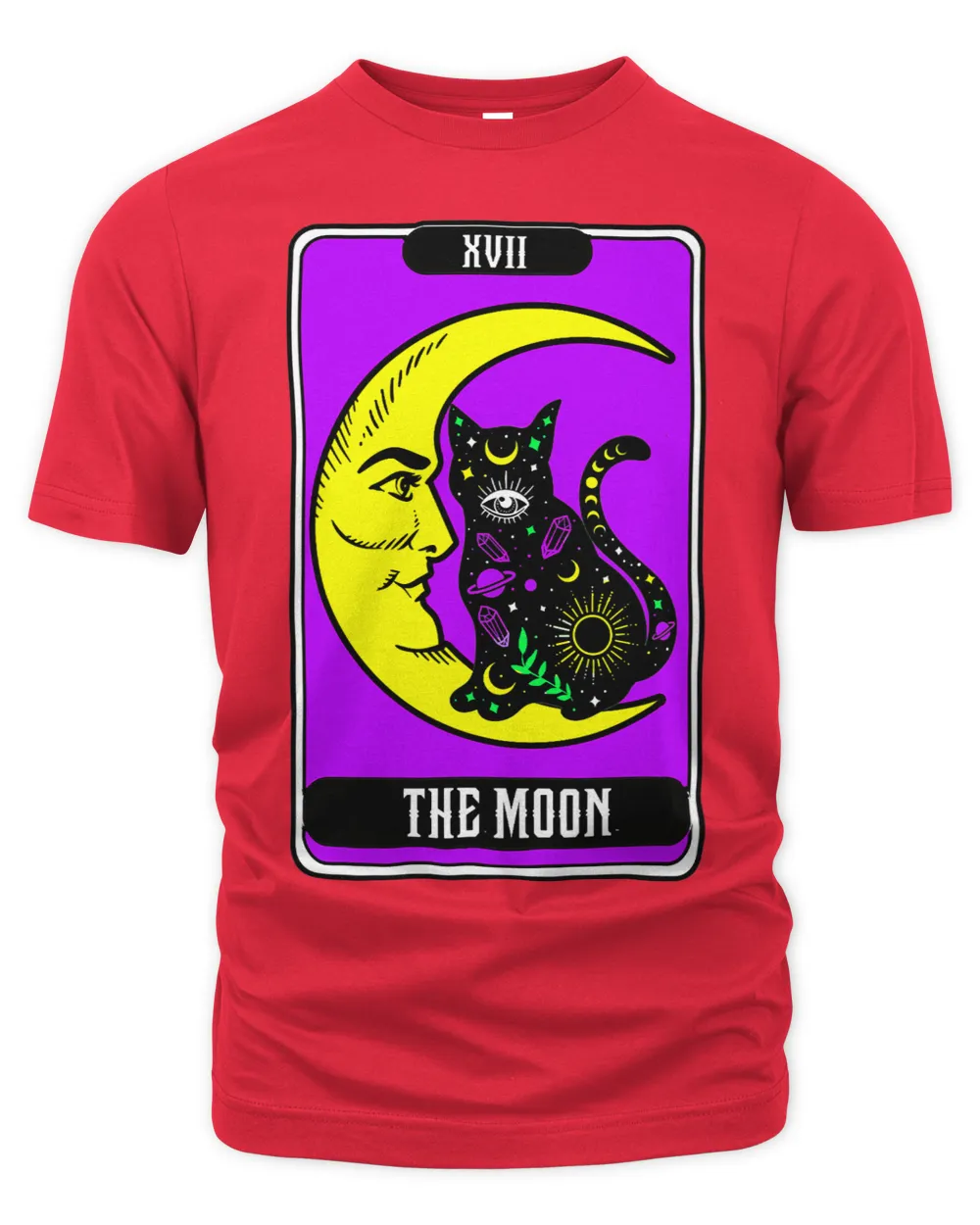 Crescent Moon And Cat Tarot Card Graphic The Moon