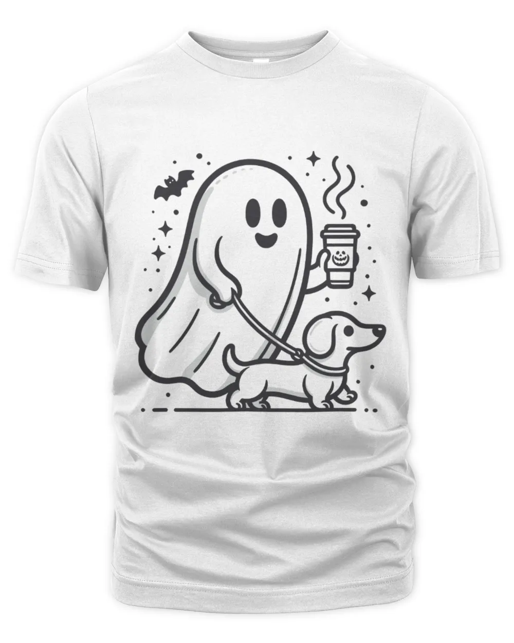 Halloween Ghost T-Shirt, Dachshund Halloween Shirt, Spooky Ghost Shirt Unisex Premium T-Shirt white s