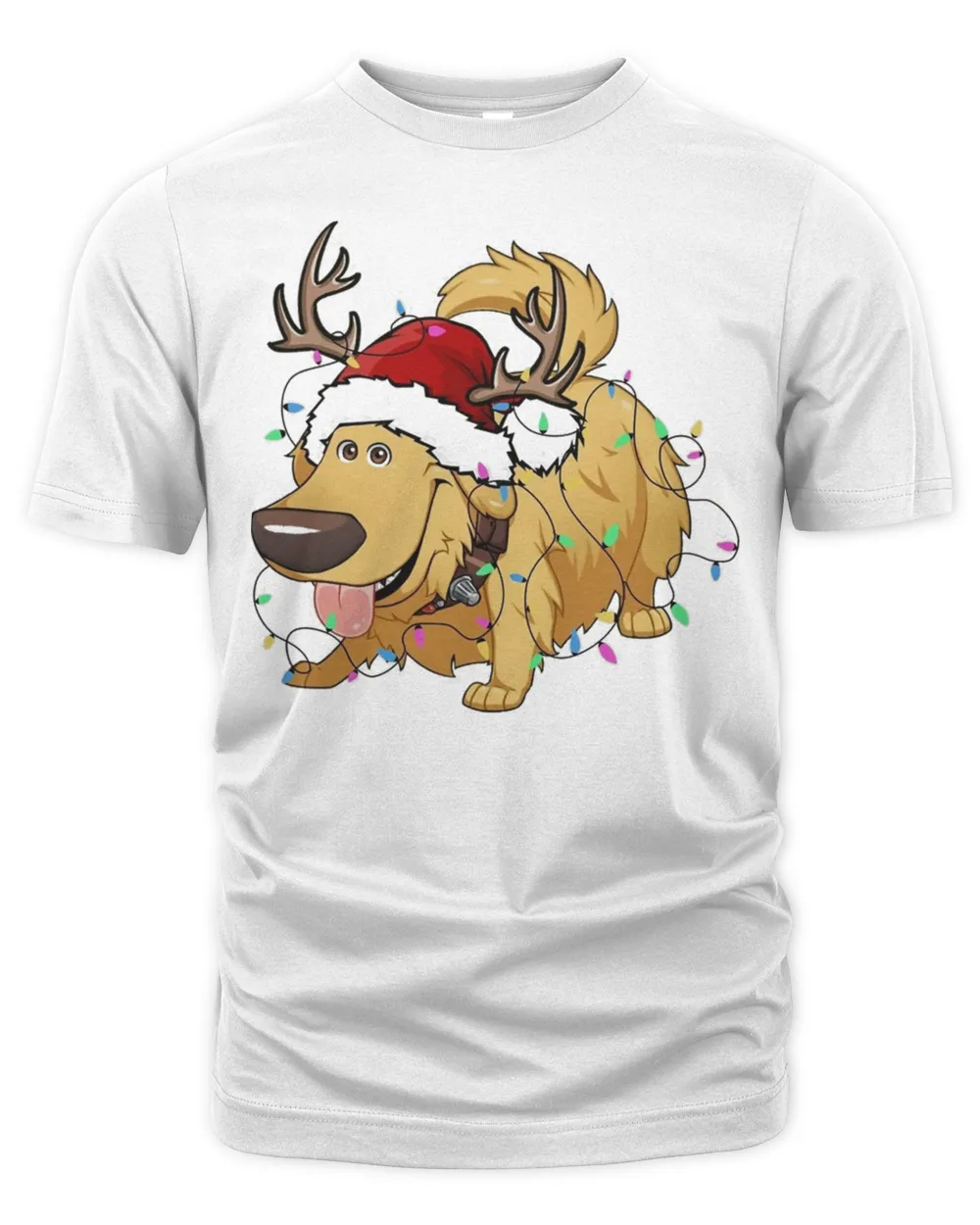 Cute Santa Dug Dog Custom Christmas Lights T-shirt