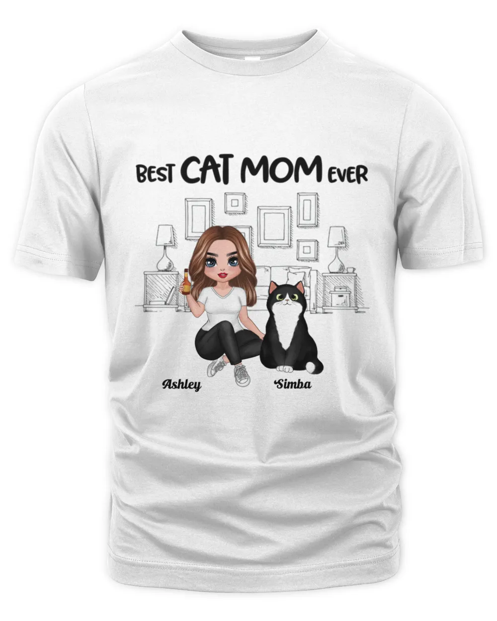 Outline Background In House Best Cat Mom Ever Personalized QTCAT241222A1