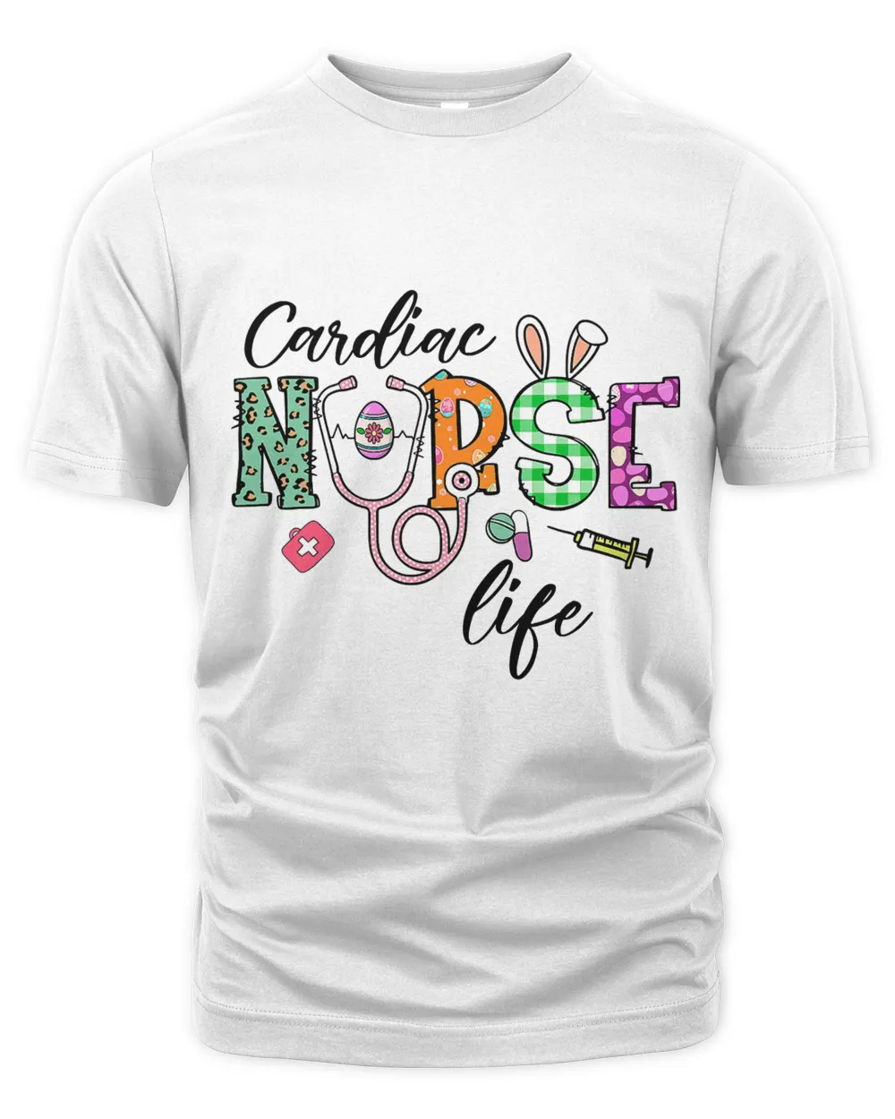 Cardiac Nurse Life Stethoscope Nursing Bunny Easter Day T-Shirt