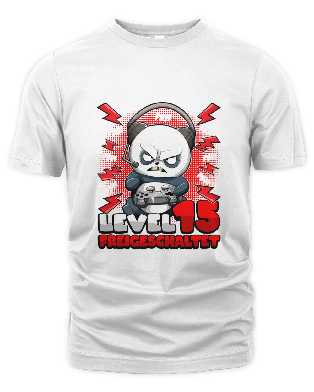 15th Birthday Boy Gamer Panda Level 15 Unlocked Pew T-Shirt