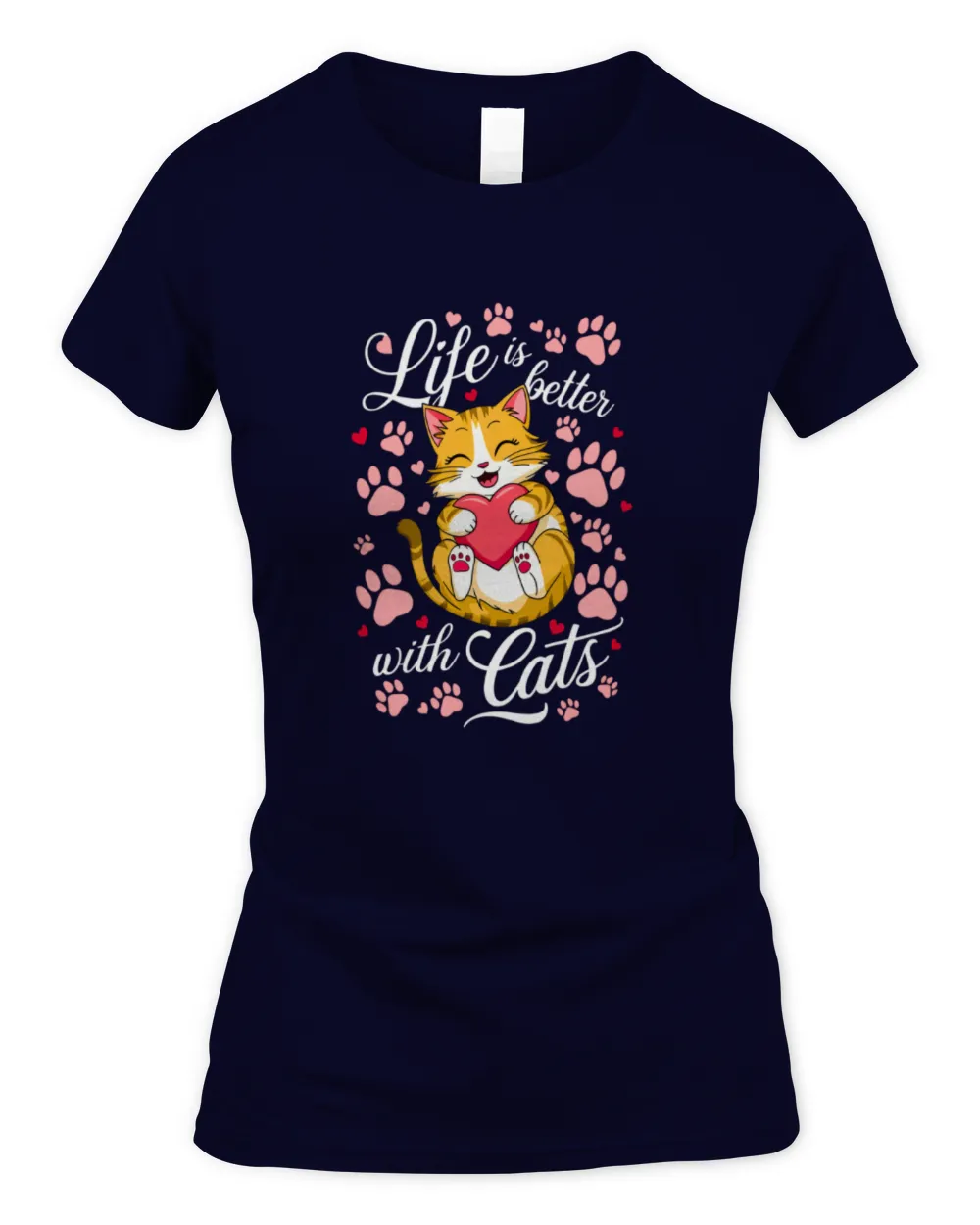 Womens Valentine's Cat Lover Life Is Better With Cats Kitten Long Sleeve