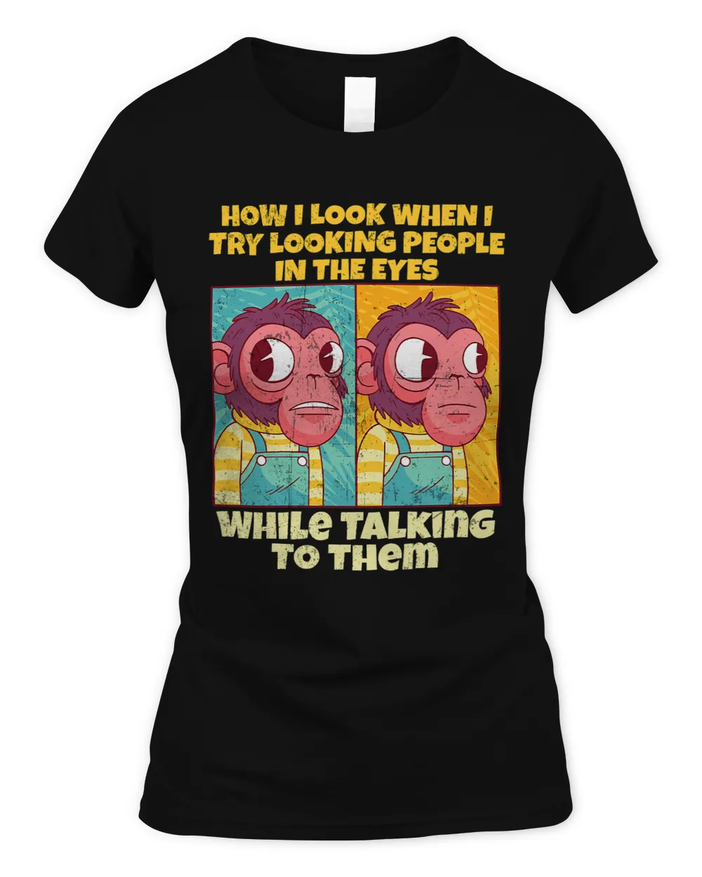 Monkey Lover Antisocial Zookeeper Introvert Funny Meme Women's Soft Style Fitted T-Shirt black s