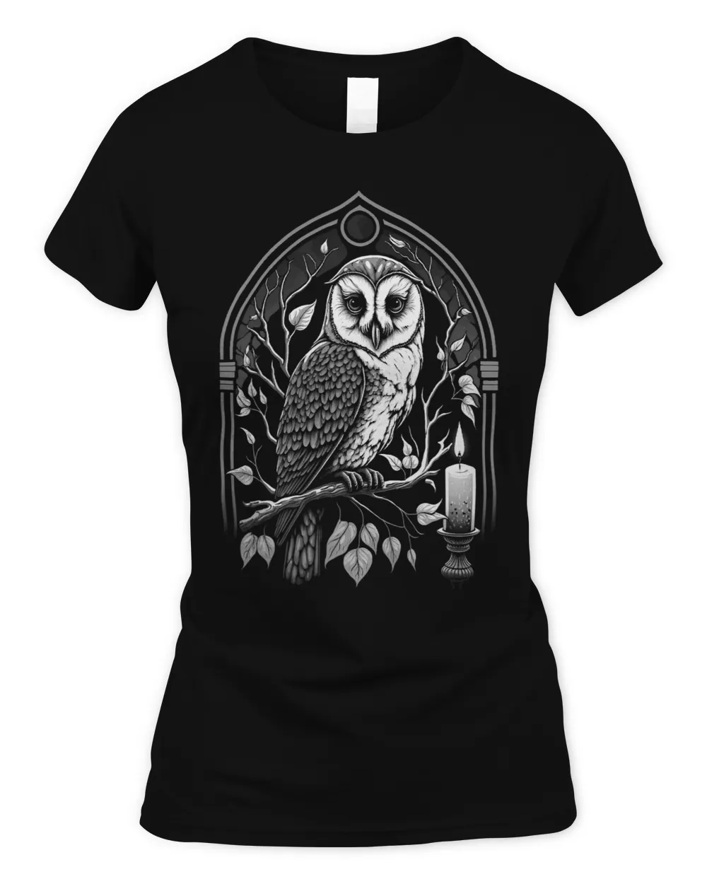 Wiccan Witch Owl With Candle Illustration Version 4 of 6