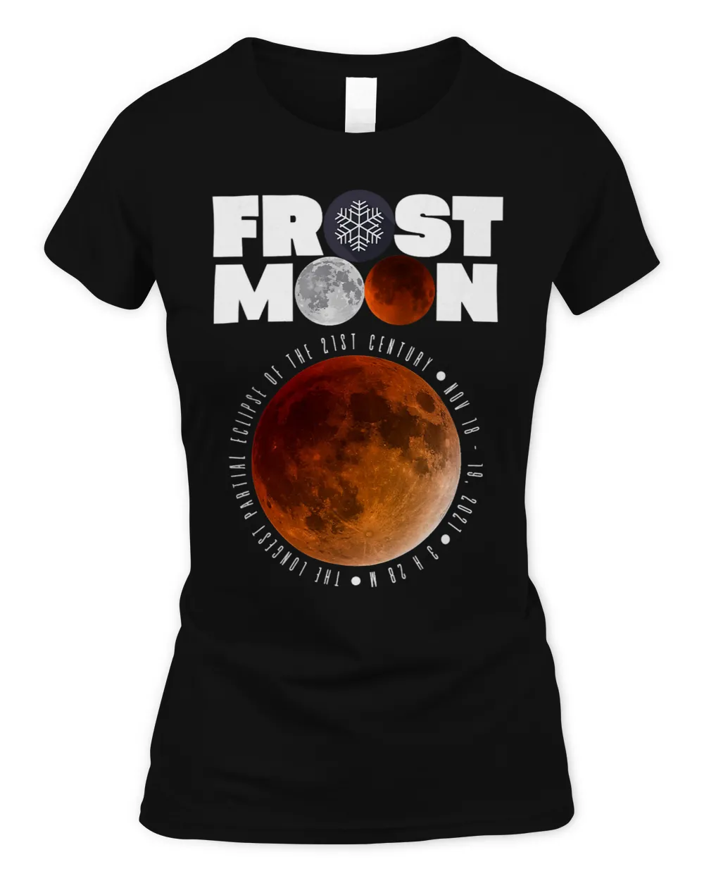 Frost Moon The Longest Partial Lunar Eclipse Women's Soft Style Fitted T-Shirt black s