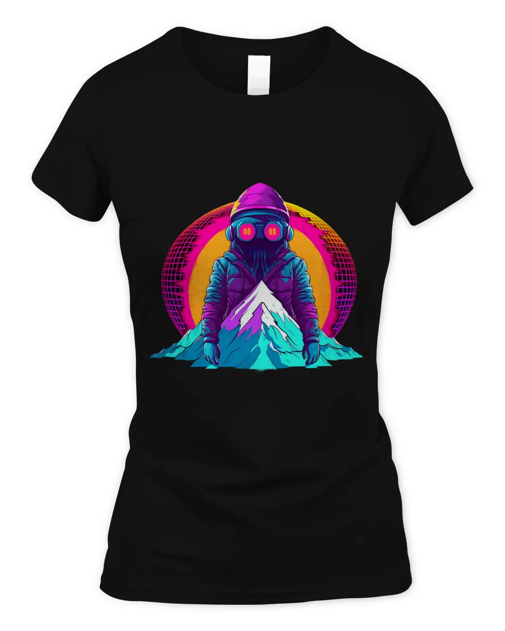 Synthwave Sunset Guy With Mask Design Edm Rave
