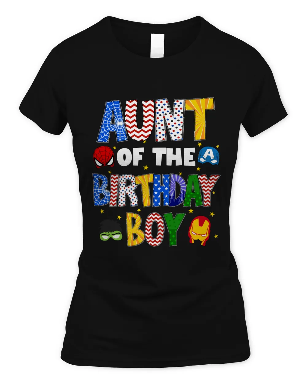 Aunt Of The Hero Birthday Boy Women's Soft Style Fitted T-Shirt black s
