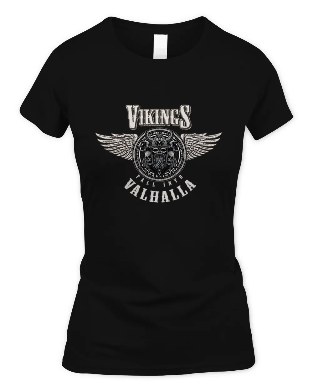 Vikings Viking Skull Valhalla Odin Thor Nordic Women's Soft Style Fitted T-Shirt black s