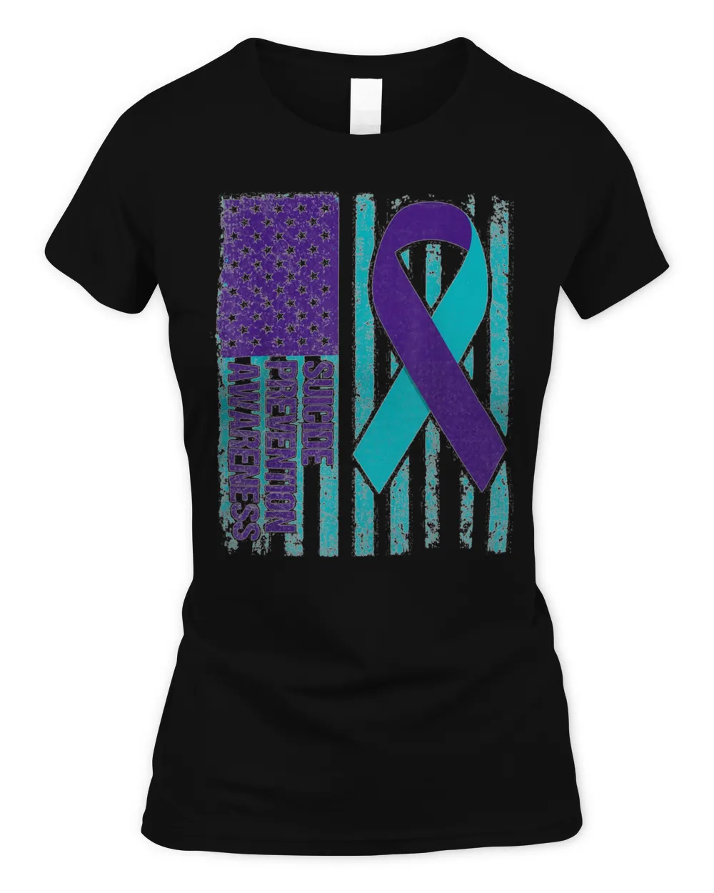 Suicide Prevention Awareness Teal Purple Flag Ribbon Shirt
