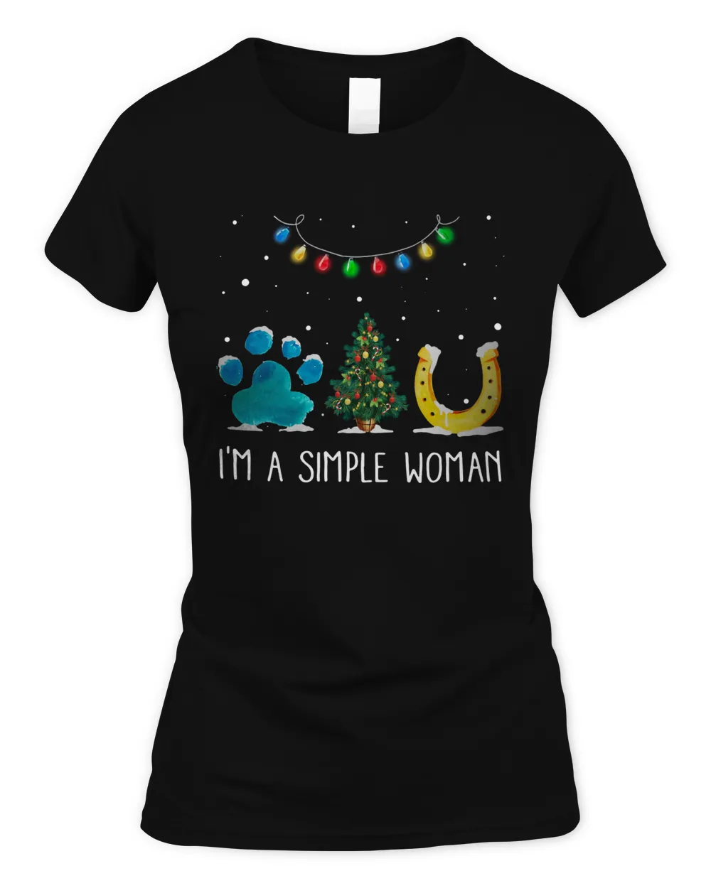 I'm A Simple Woman Paw Dog Tree Christmas Horseshoe Shirt