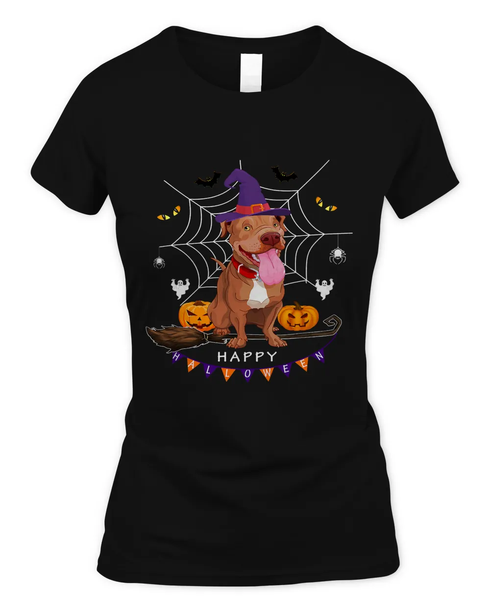 Pit Bull Witch Pumpkin Halloween Kids Mens Womens Dog Lover 101