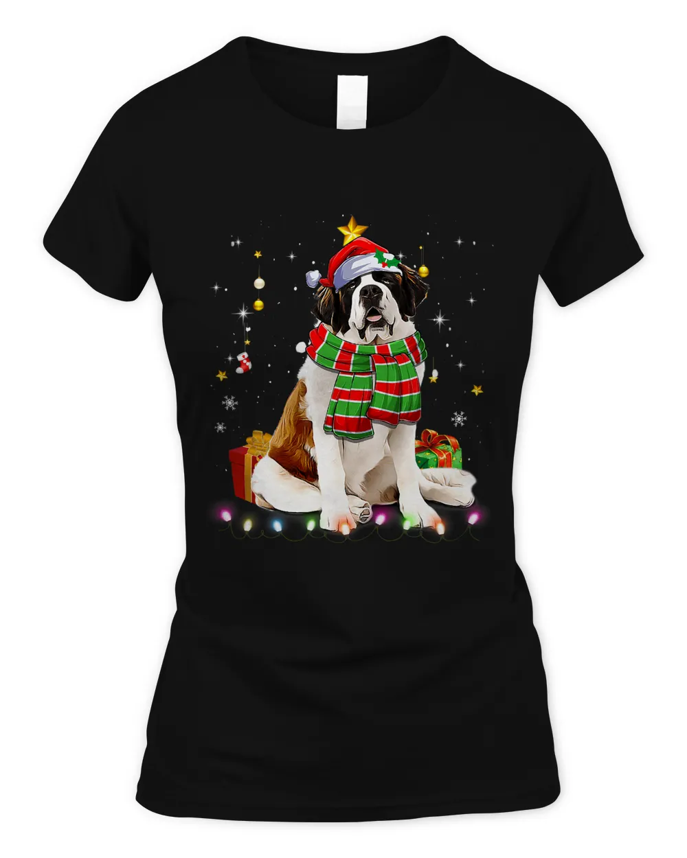 Saint Bernard Santa Fun Christmas Tree Lights Xmas Pjs Boys 38