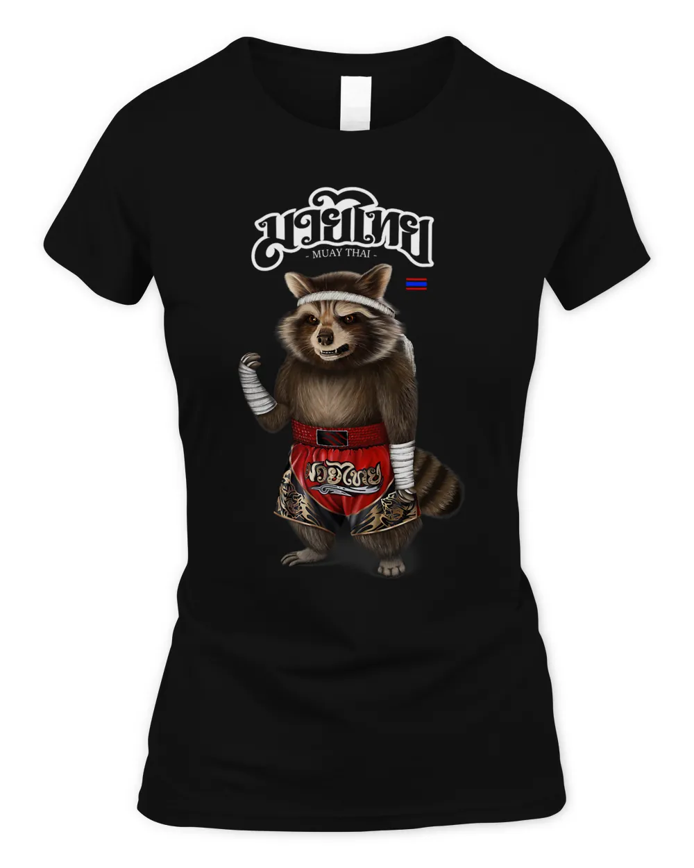Raccoon as Muay Thai Kick Boxing Champion