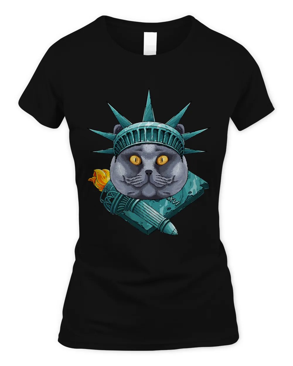 Statue Of Liberty British Shorthair 4th Of July USA America