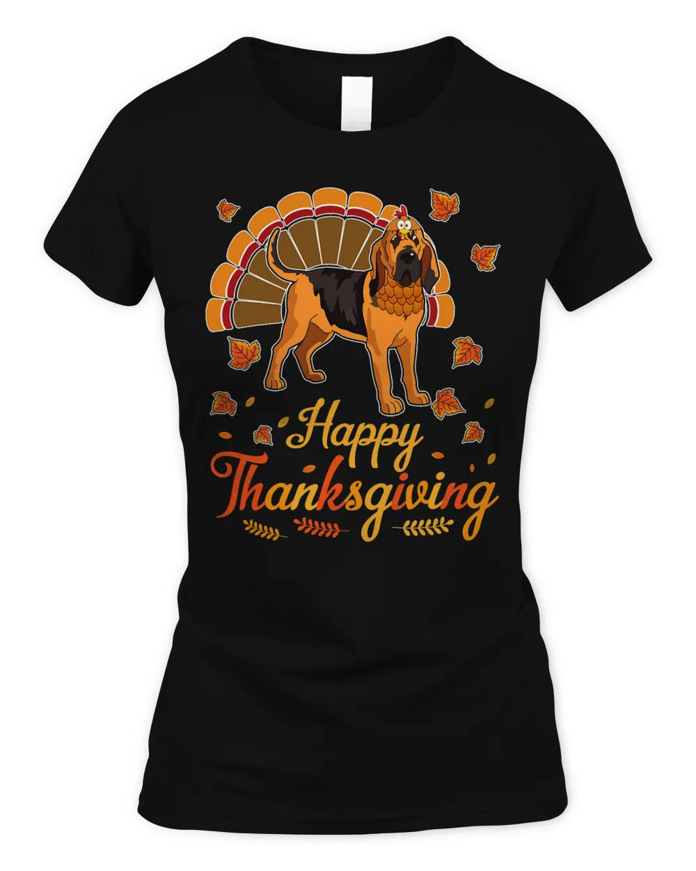 Turkey Bloodhound Dog Happy Halloween Thanksgiving Day Shirt