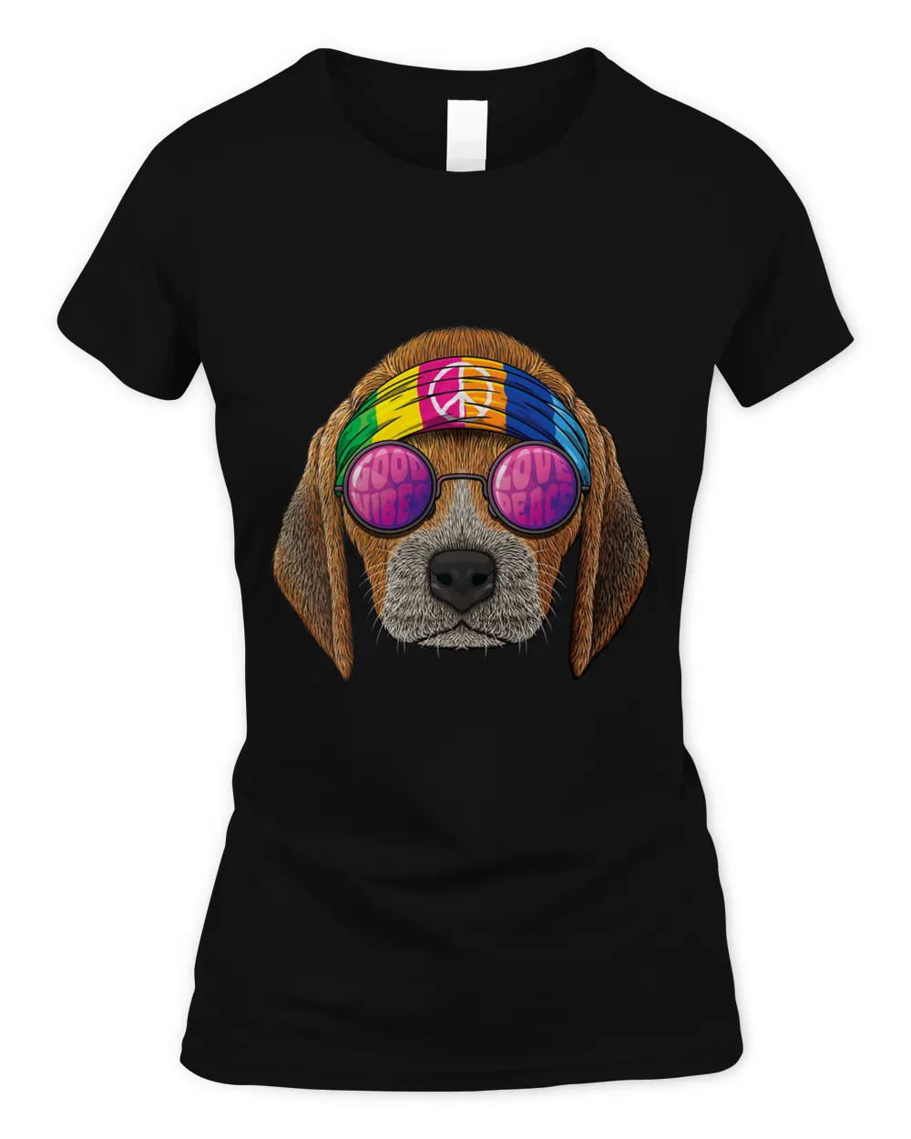 Hippie Beagle Love Peace Sign 70s Hippie Dog